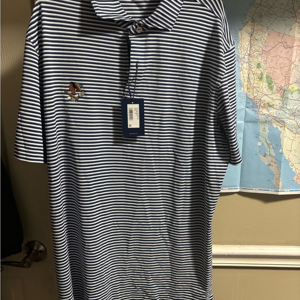Peter Millar Navy and White Striped Polo Shirt